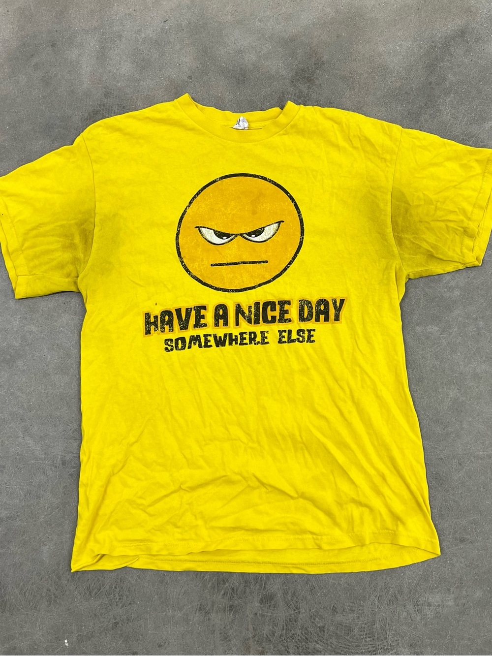 Men's Yellow Graphic Tee - Have A Nice Day Design